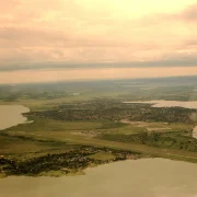 Aerial view of Entebbe on the shores of Lake Victoria, Uganda